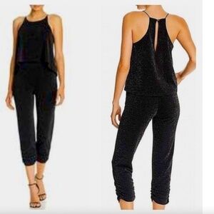 Aqua Black Halter Crop Sleeveless Jumpsuit (L)